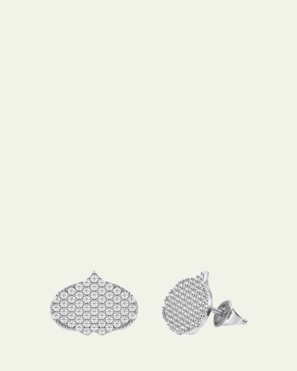 Eye Adore Stud Earrings in Gold and White Diamonds, 12mm